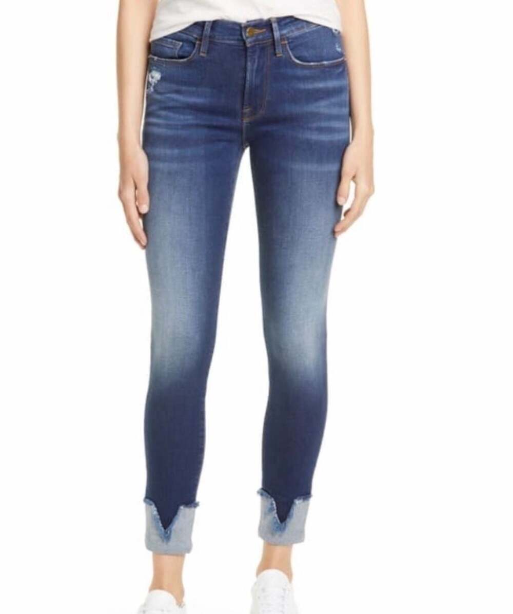 FRAME Le Skinny de Jeanne Crop Victory Blvd V-Cuff Skinny Jeans